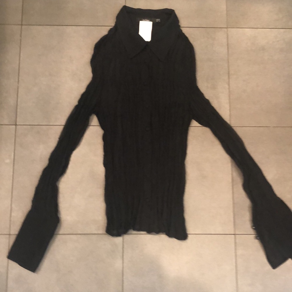 InWear Sheer Long Sleeve Black Blouse Style Knoto